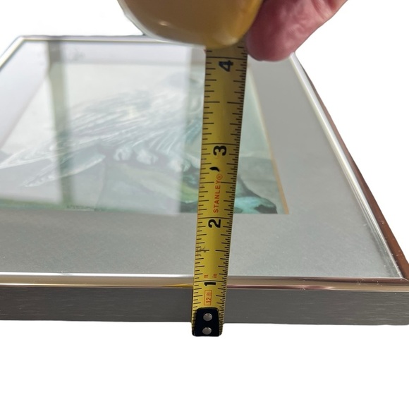 Vintage 70s Silver Framed Metallic Owl Art Framed Owl Print Holographic Image - Picture 8 of 9